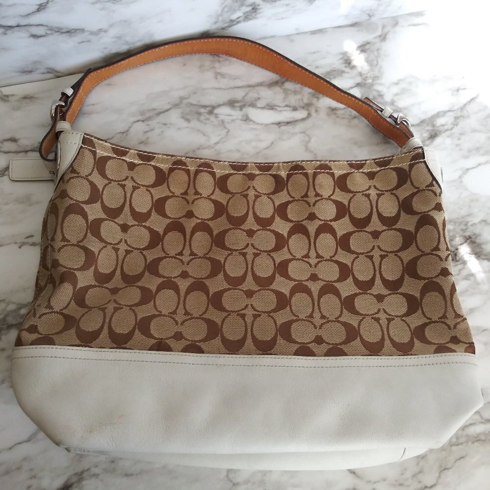 COACH tan/white shoulder bags - Picture 2 of 16